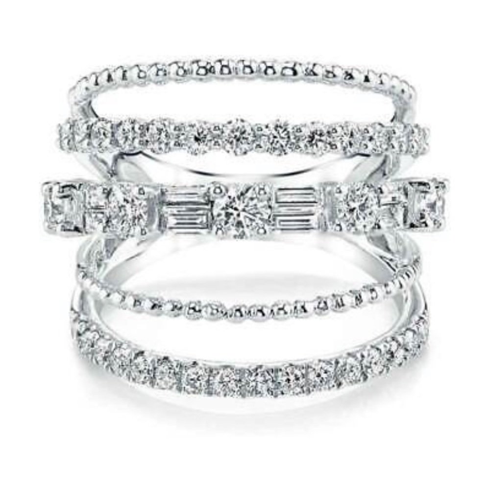 NWT DIAMOND LUXURY 925 Sterling silver Multilayered Ring